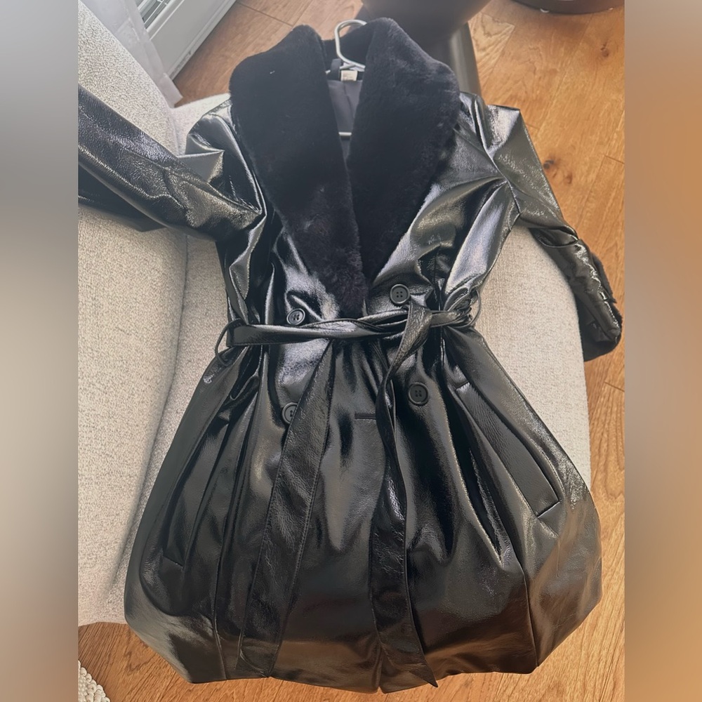 H & M Divided vegan Black sheen trench coat